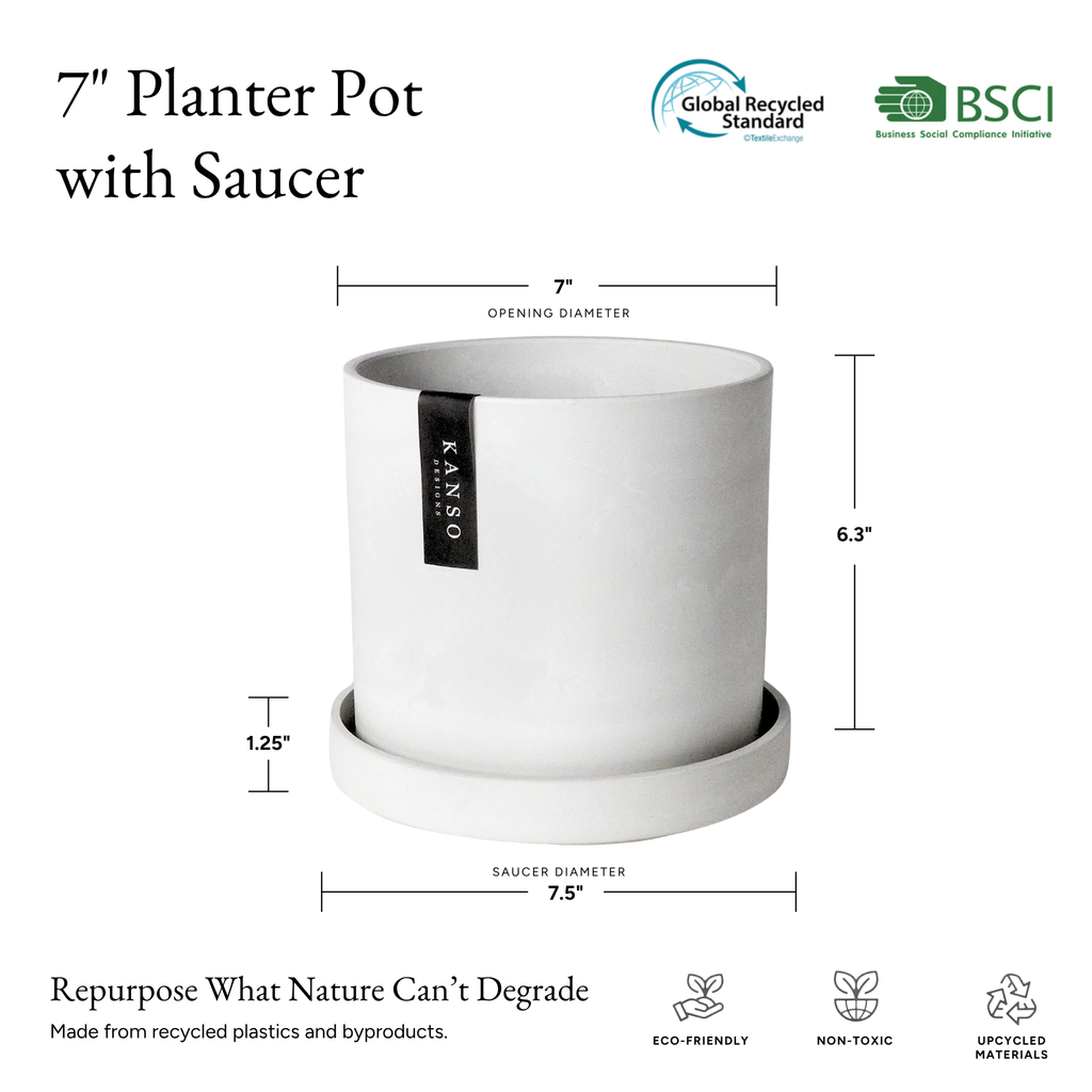 4" Mustard Seed & Dusted Clay Planters & Saucers: Mustard Seed