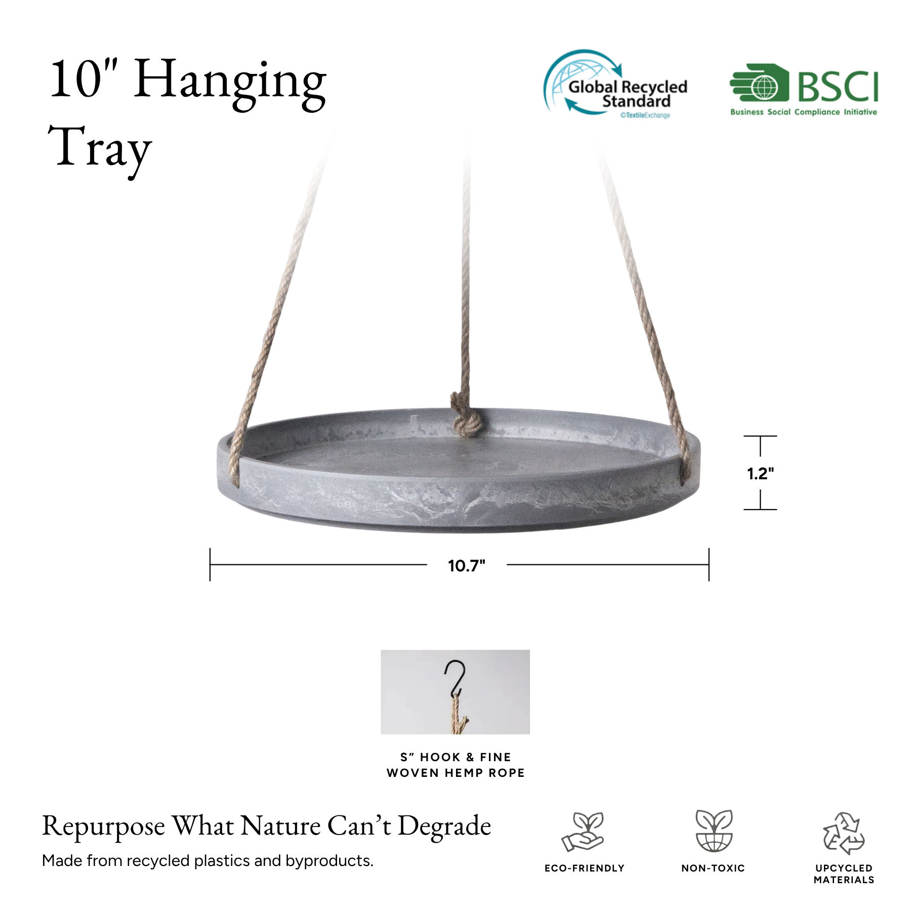 10" Signature Stone Hanging Tray: White Stone