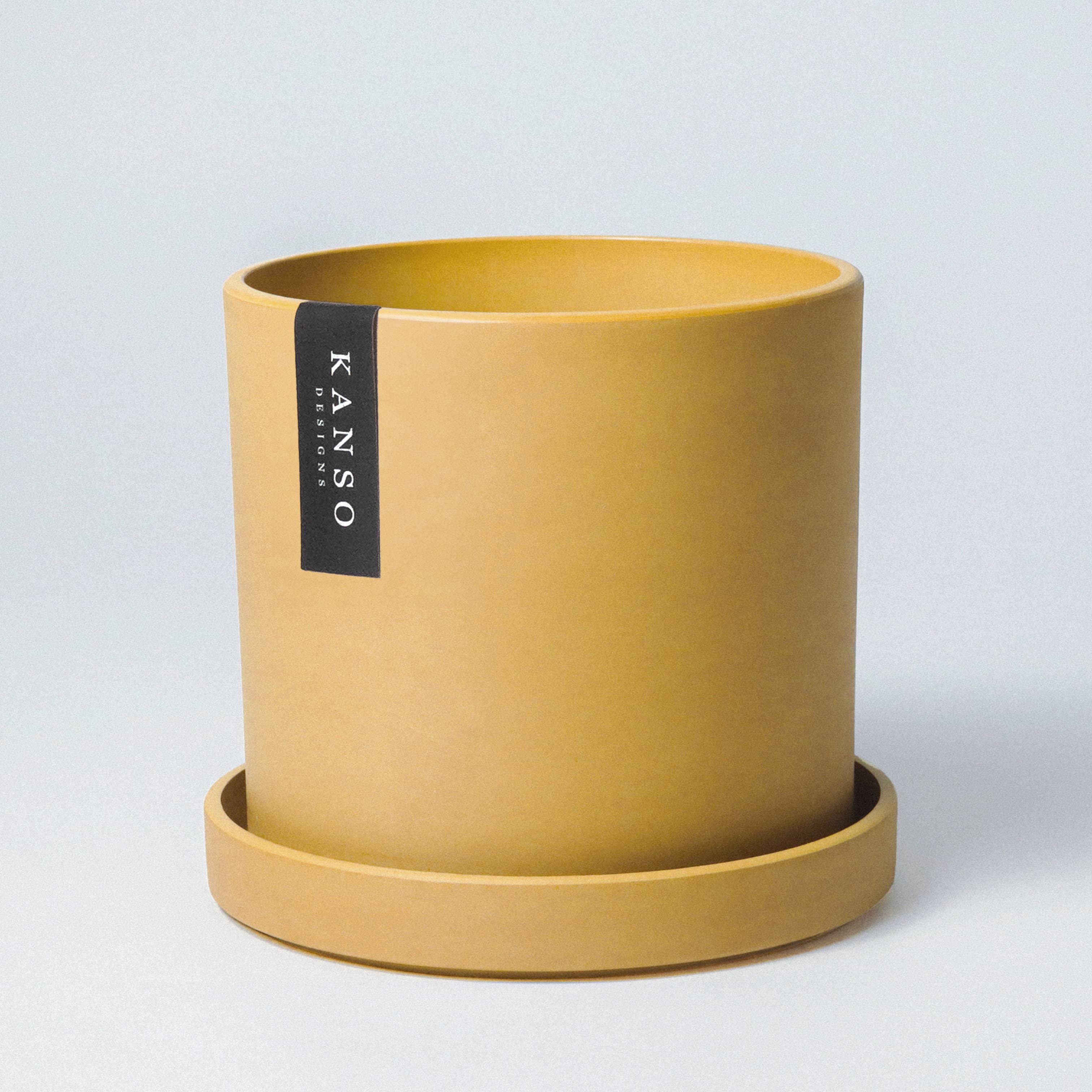 4" Mustard Seed & Dusted Clay Planters & Saucers: Mustard Seed