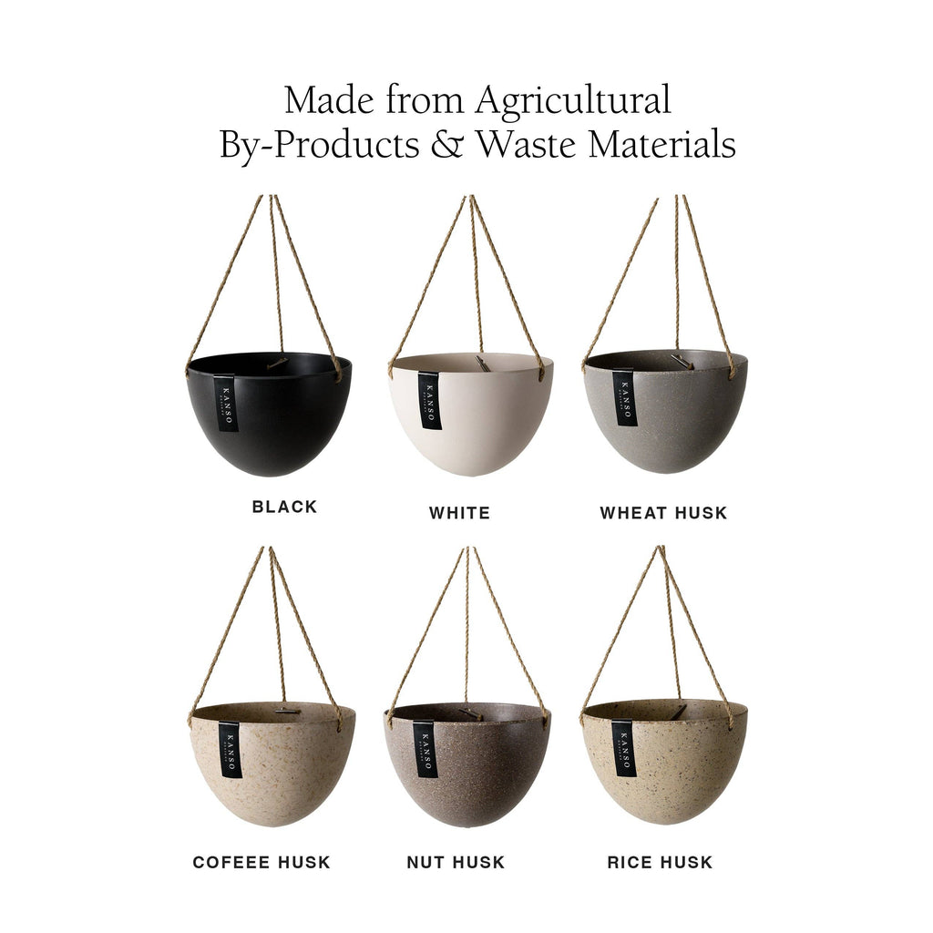 8" Upcycled Hanging Planters: Coffee Husk